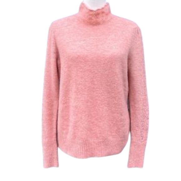 Cynthia Rowley  Coral Mock Neck long sleeve Wool Sweater Women size S - Picture 1 of 13